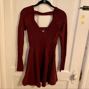 Free People fit and flare metallic yarn dress XS